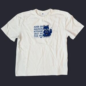 Ader Error Maison Kitsune 2021 Blue Fox Pro Tee Adult Size A2 Heavyweight Shirt